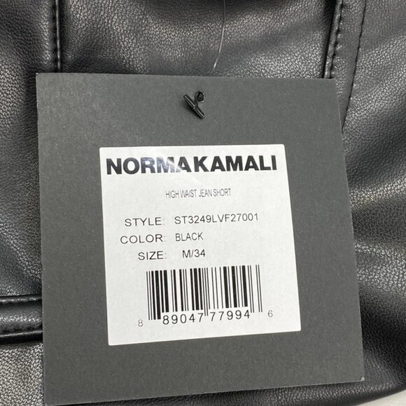 NEW NORMA KAMALI High‑Waist Faux Leather Shorts Size M (US 6) – Jet Black - Picture 6 of 6